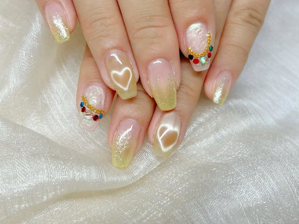 ネイル アートネイル 成人式 長さ出し フットネイル マグネットネイル ハンドネイル Lino Nailのネイルデザイン