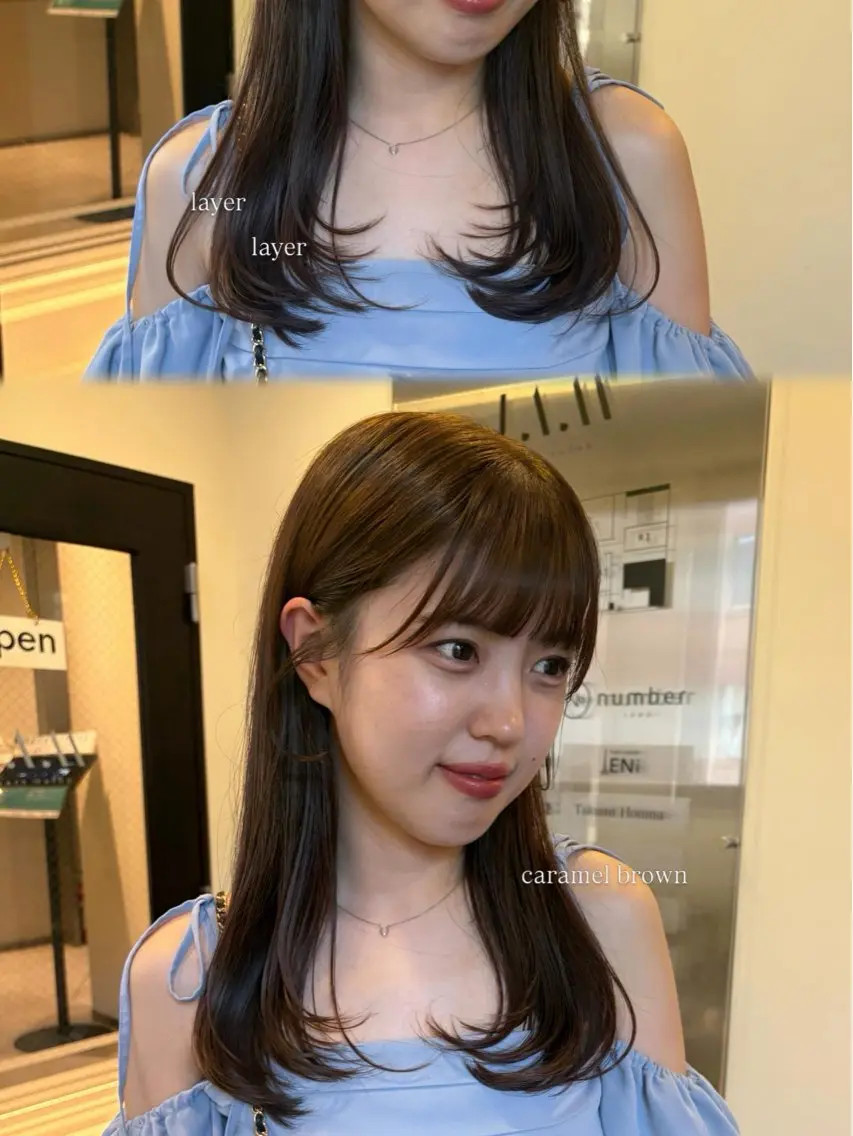 セミロング カラー ベージュカラー レイヤーカット yurino🩵💍 レイヤー、ヘアセットのヘアスタイル
