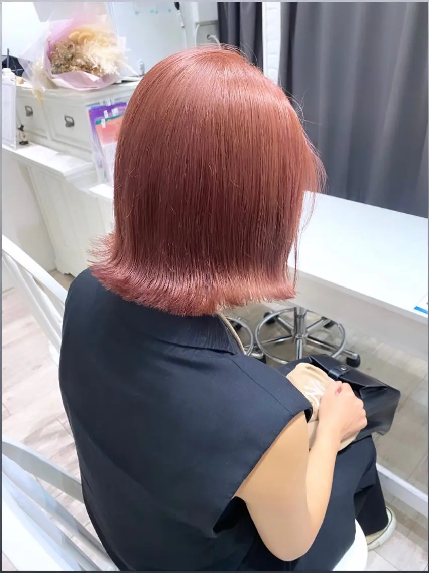 ミディアム カラー ブリーチ ハイトーンカラー ピンクカラー 暖色カラー✨️ 門内 梨真のヘアスタイル