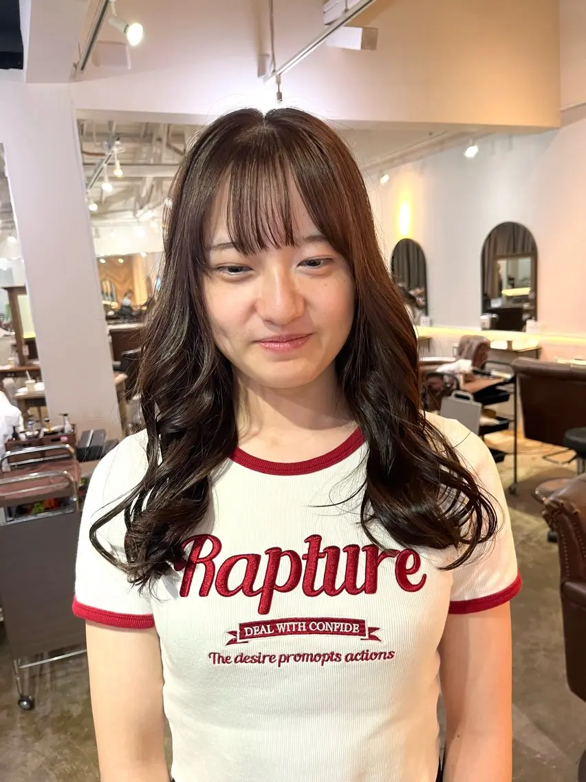ロング カラー ブラウンカラー カット ヘアカラー FERIA あべの yumeho🍭のヘアスタイル