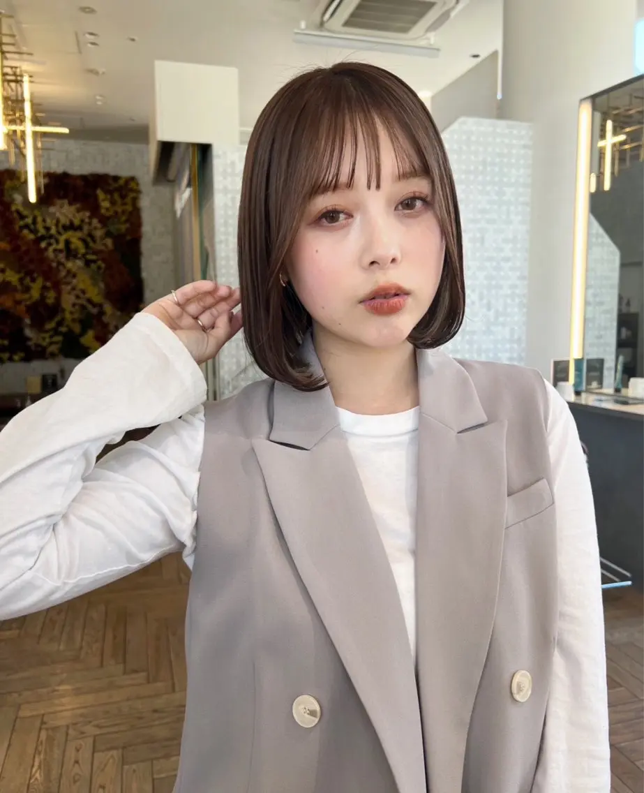 ミディアム カラー 縮毛矯正 竹内 蓮のヘアスタイル