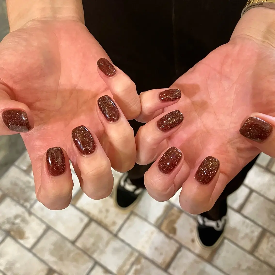 ネイル ボルドー フラッシュネイル ワンカラーネイル ハンドネイル Take Manaのネイルデザイン