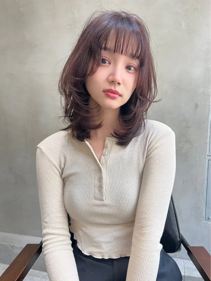 ミディアム カラー 艶髪/韓国ヘア🎀 Kanon︎︎⁺.のヘアスタイル