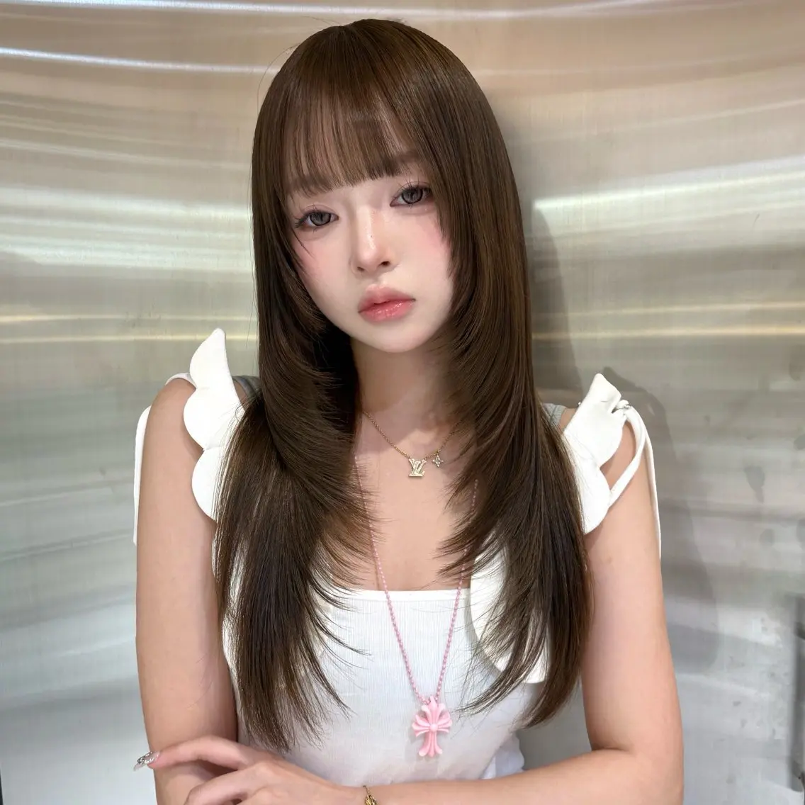 ロング カラー ケアカラー レイヤーカット カット ヘアカラー トリートメント ハッシュカット/ 水光艶カラー/RINのヘアスタイル