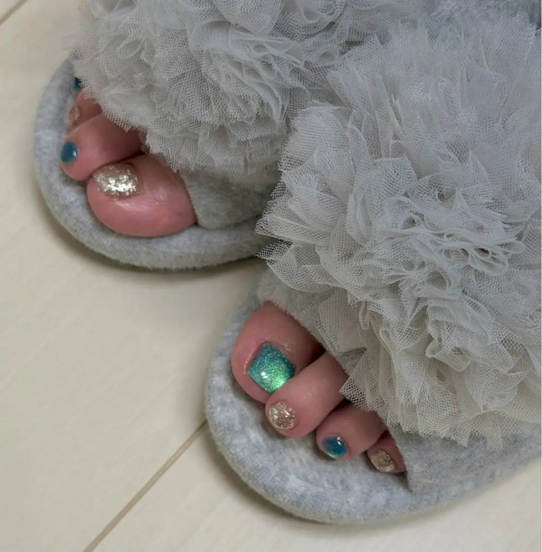 ネイル ラメ(グリッター) マグネットネイル フットネイル nail salon Linoのネイルデザイン