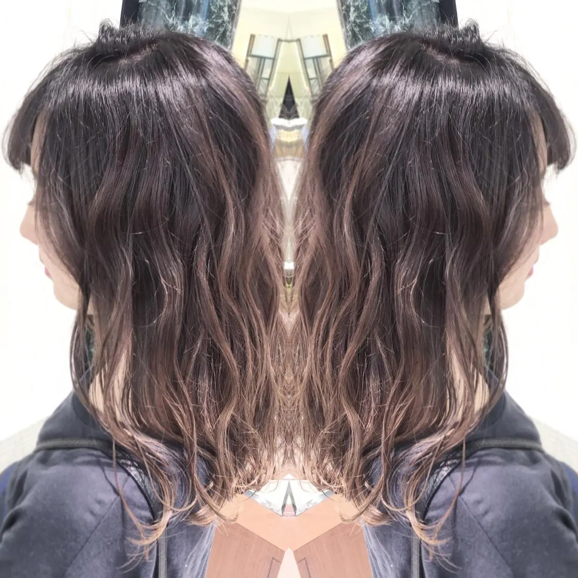 ロング カラー バレイヤージュ グレージュ レイヤーカット カット ヘアカラー ブリーチ/バレイヤ ージュ川端裕司のヘアスタイル