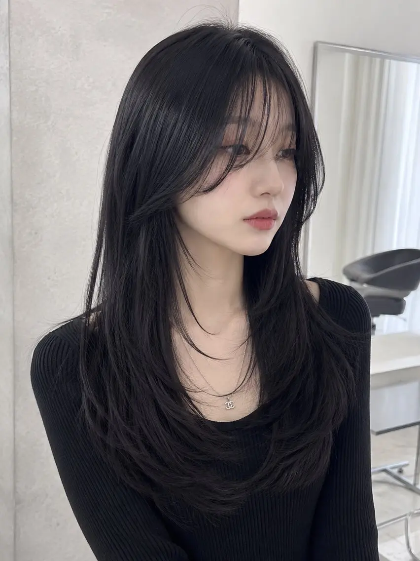 ロング カット トリートメント ヘッドスパ ヘアセット 💠透明感グレージュ /韓国風レイヤー💠のヘアスタイル