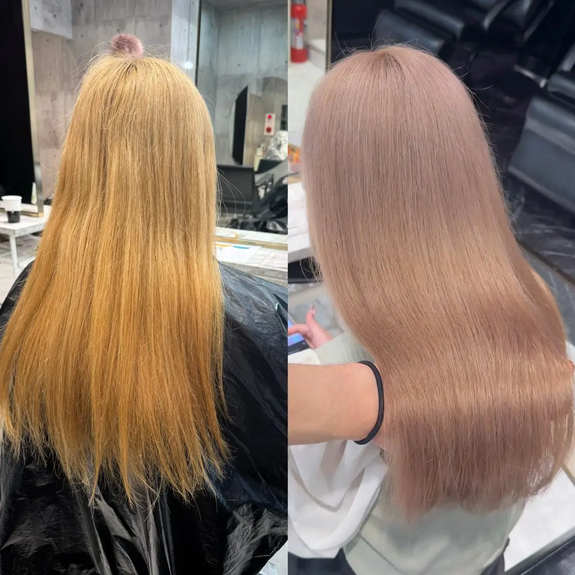 ミディアム カラー ベージュカラー ブリーチ ブロンド ピンクカラー ヘアカラー 【🥀履歴修正🥀】 ハイトーン職人/拓真のヘアスタイル