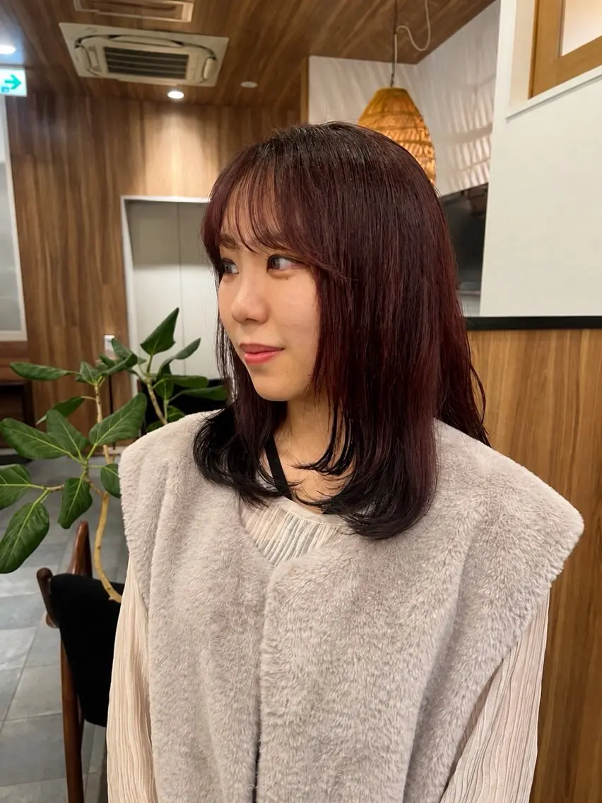 ミディアム ミディアムレイヤー 髪質改善 レイヤーカット トリートメント カット ヘアカラー トリートメント 銀座/髪質改善/ 艶感カラー/岸田佳祐のヘアスタイル