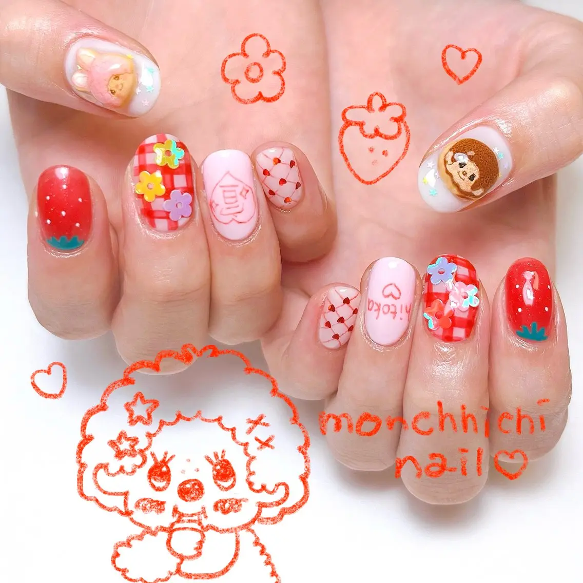 ネイル ハンドネイル いちごパフェ ゆいのネイルデザイン