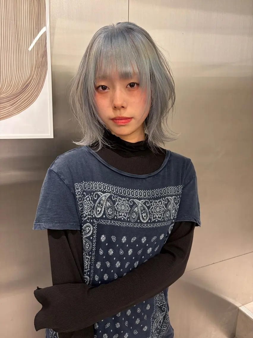 ミディアム ヘアカラー トリートメント 似合わせカット/ ブリーチ/店長レンのヘアスタイル
