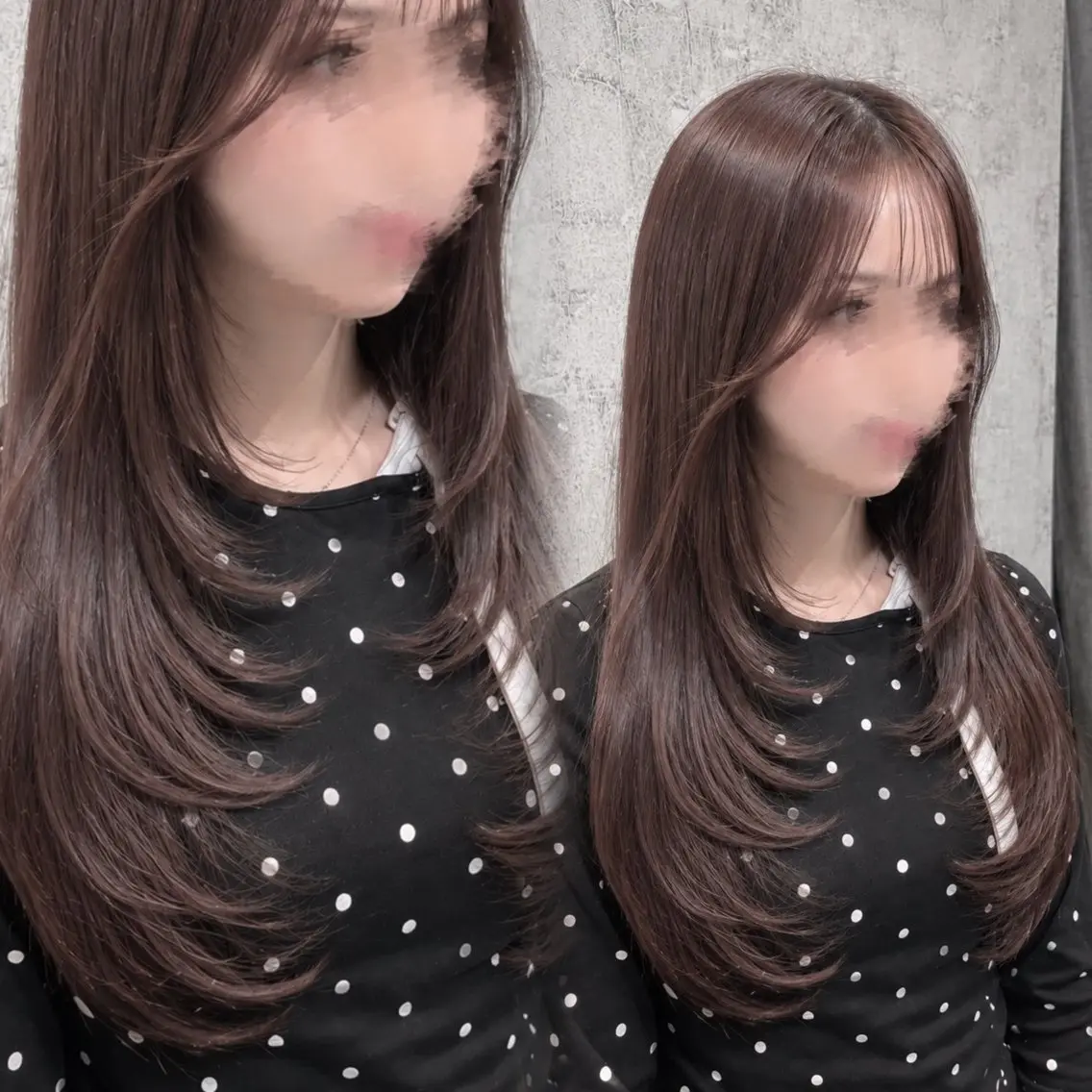 ロング 韓国風ヘア レイヤーカット ロング 小顔カット カット 髪質改善カラー ✖️韓国レイヤー小澤のヘアスタイル