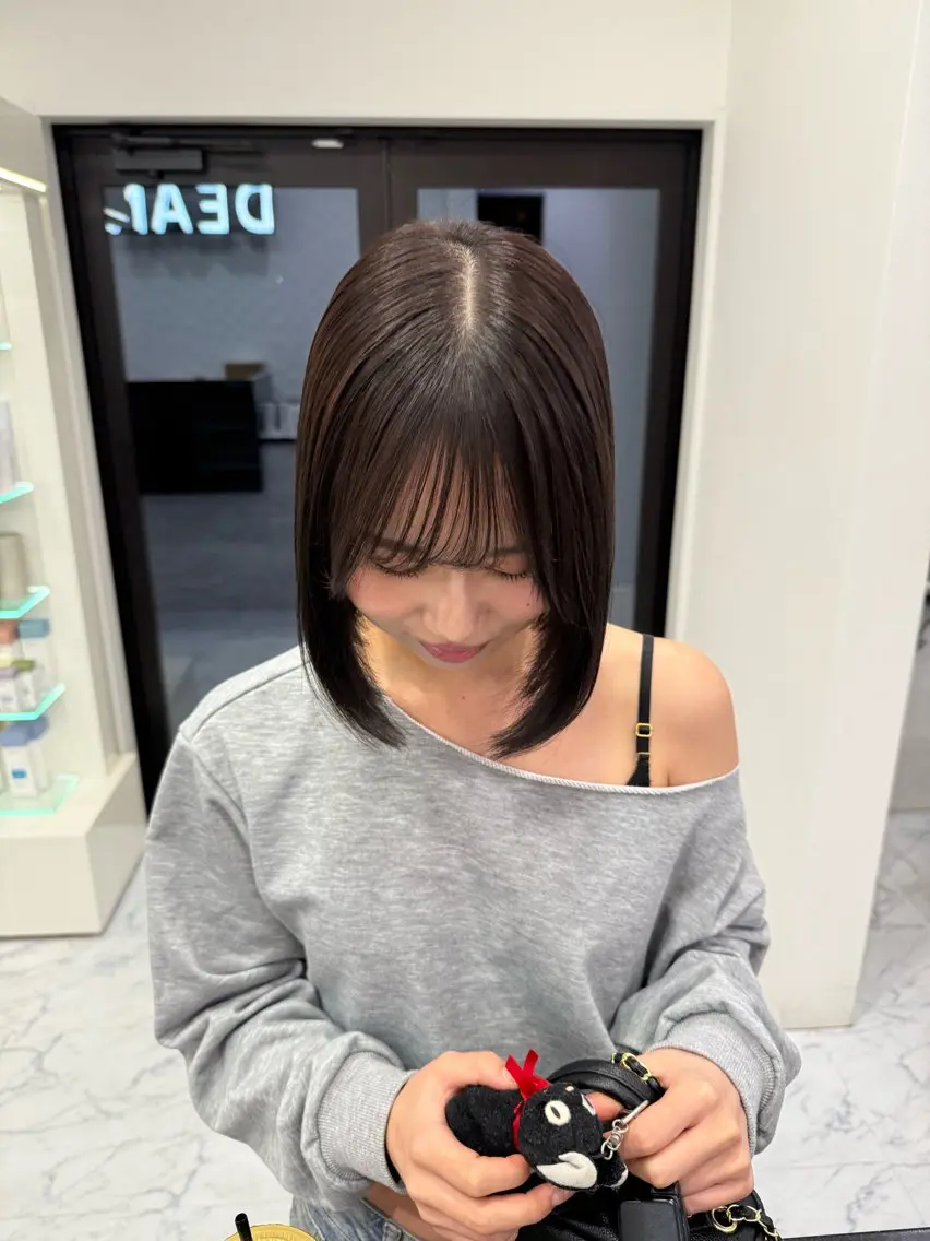 カラー ブラウンカラー 透明感カラー ダークブラウン ヘアカラー 原田 ゆらのヘアスタイル