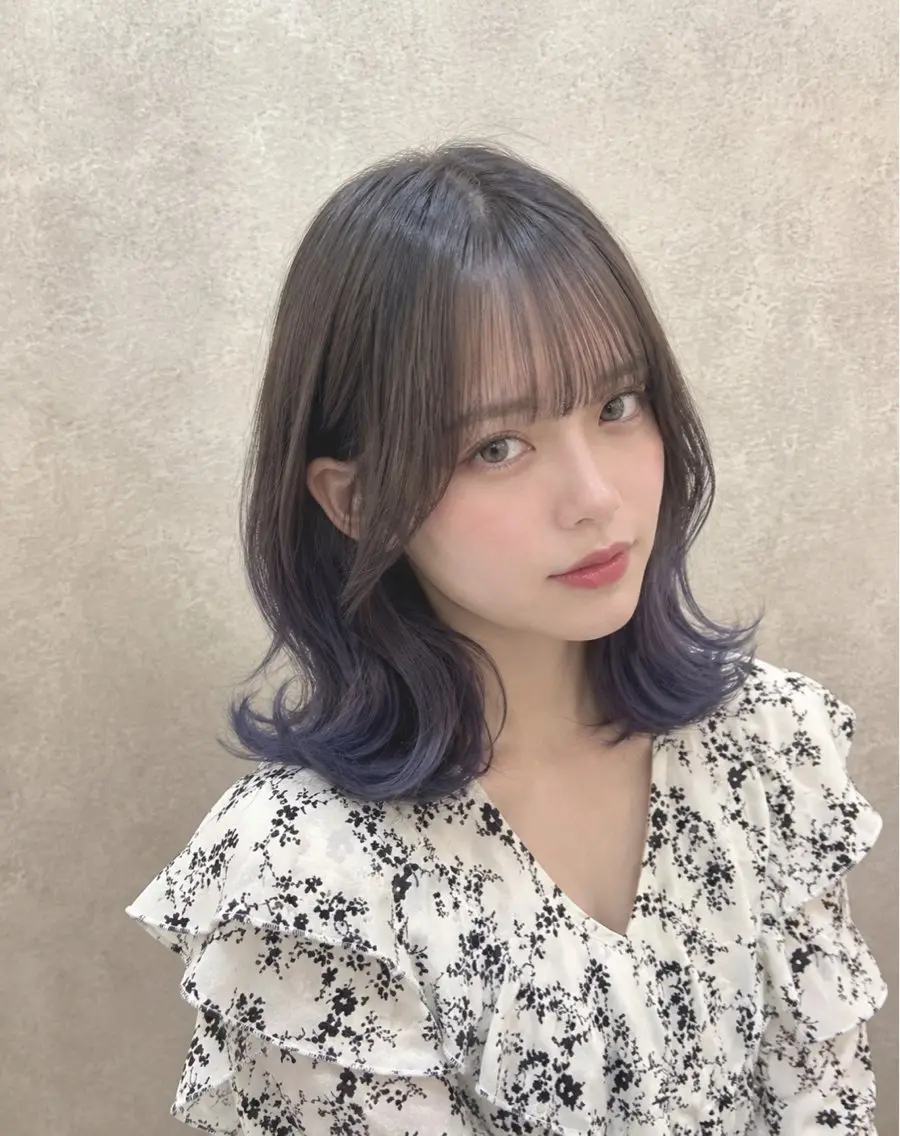 セミロング カラー ブルーカラー ブルーバイオレット グラデーションカラー バイオレットカラー 韓国風ヘア ヘアカラー トリートメント 【enil代表】 杉林和哉のヘアスタイル