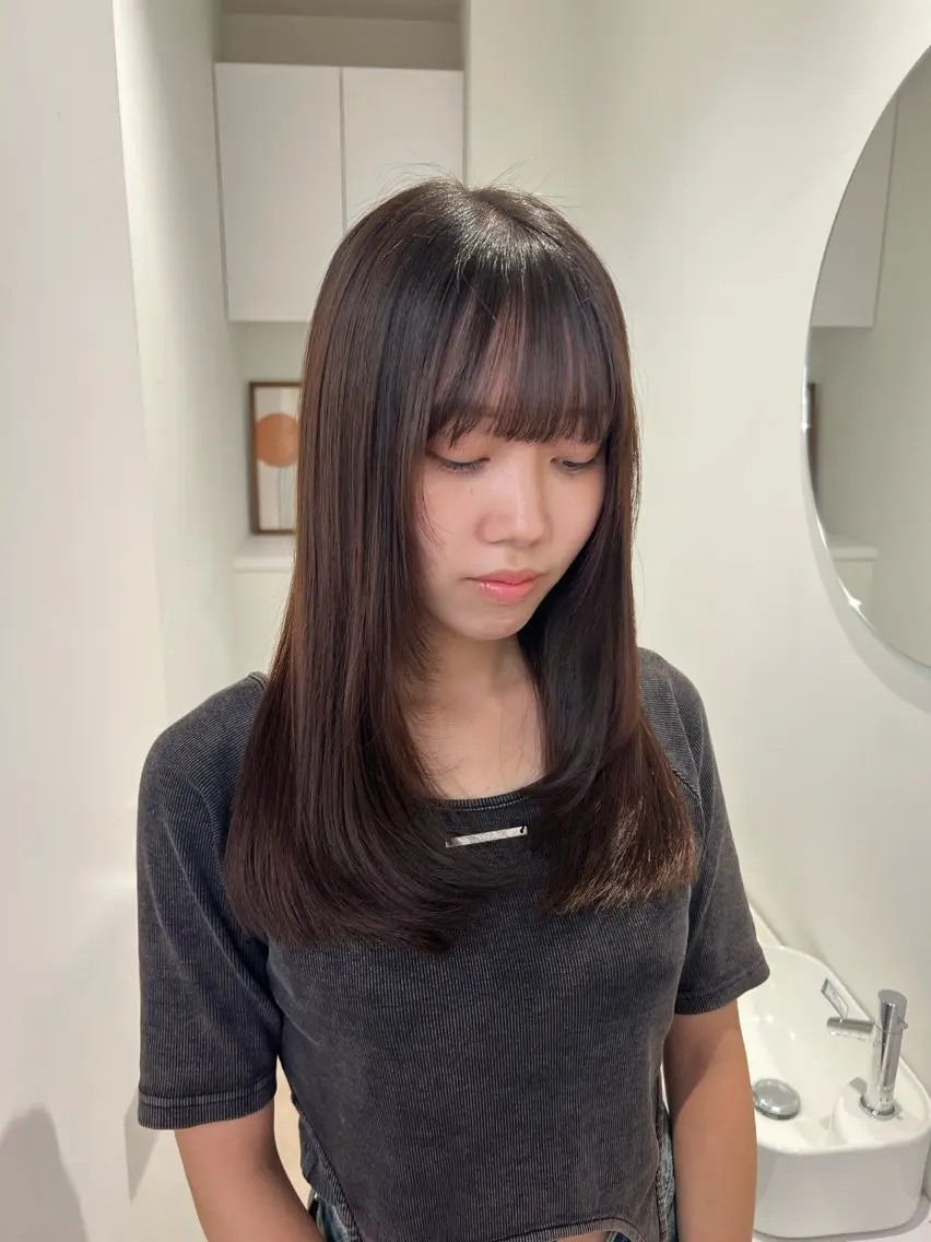 セミロング カット アレンジ/ブラウン カラー HARU🕯のヘアスタイル
