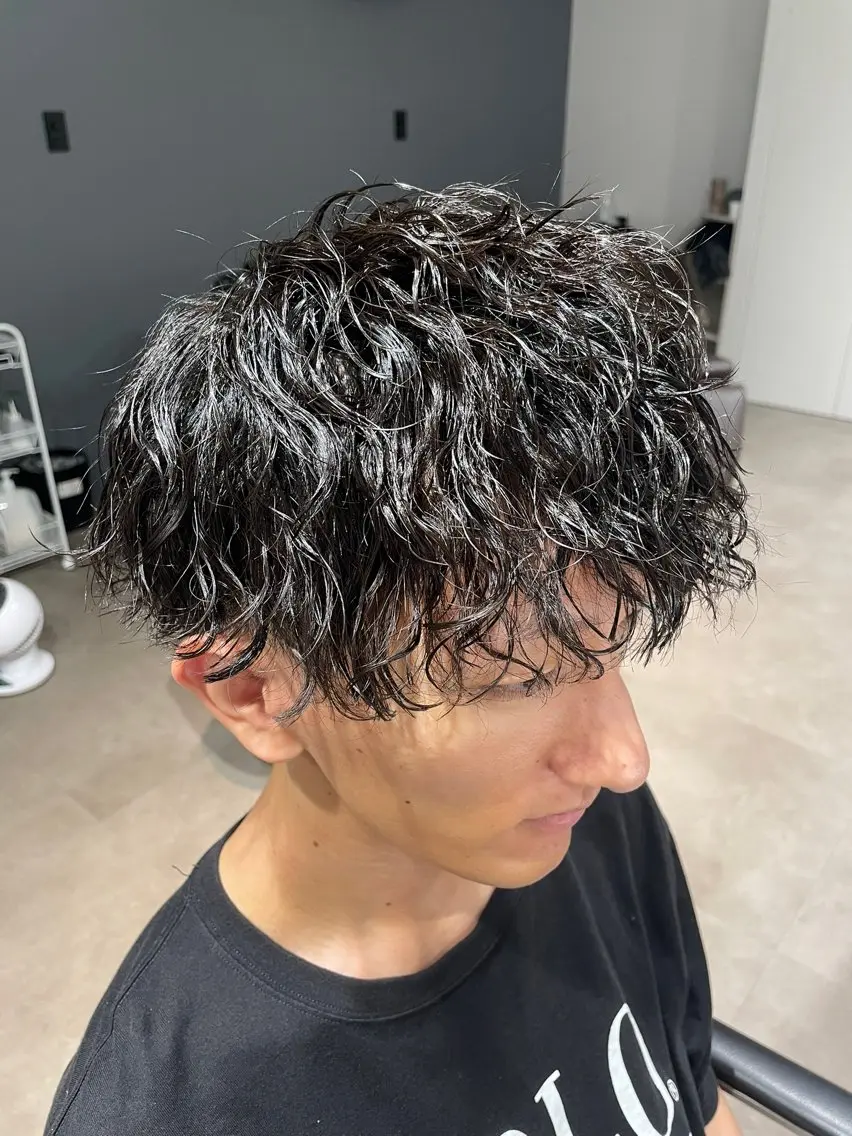 ミディアム パーマ メンズ カット パーマ 『メンズ専門』 悠貴のヘアスタイル
