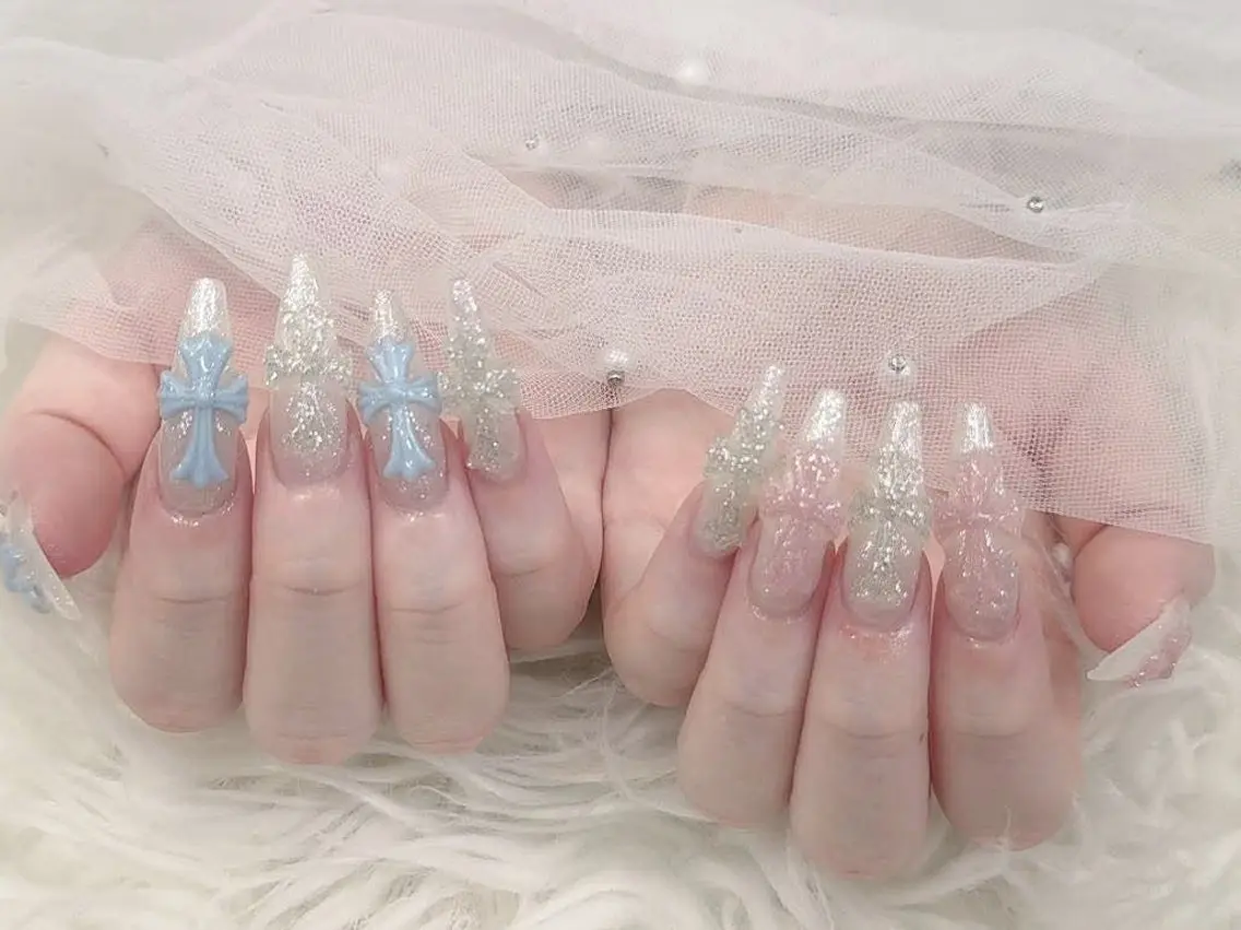 ネイル 成人式 マグネットネイル 大理石ネイル(マーブル) リボン 夏ネイル ハンドネイル MoMoA Nail ネイル長さ出し専門店のネイルデザイン