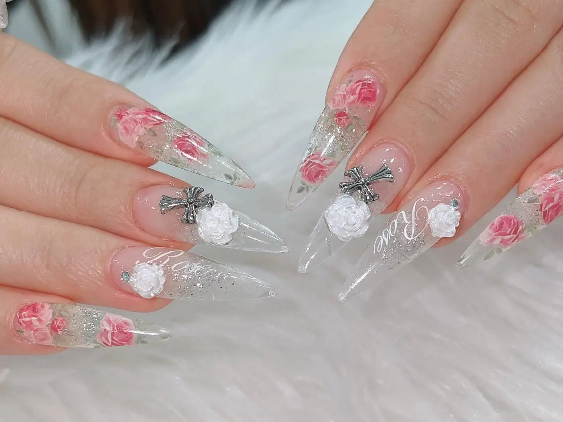 ネイル オーロラネイル ボルドー ブラウン 氷ネイル・うるうるネイル キラキラネイル ハンドネイル Sora  Nail 長さ出し専門店のネイルデザイン