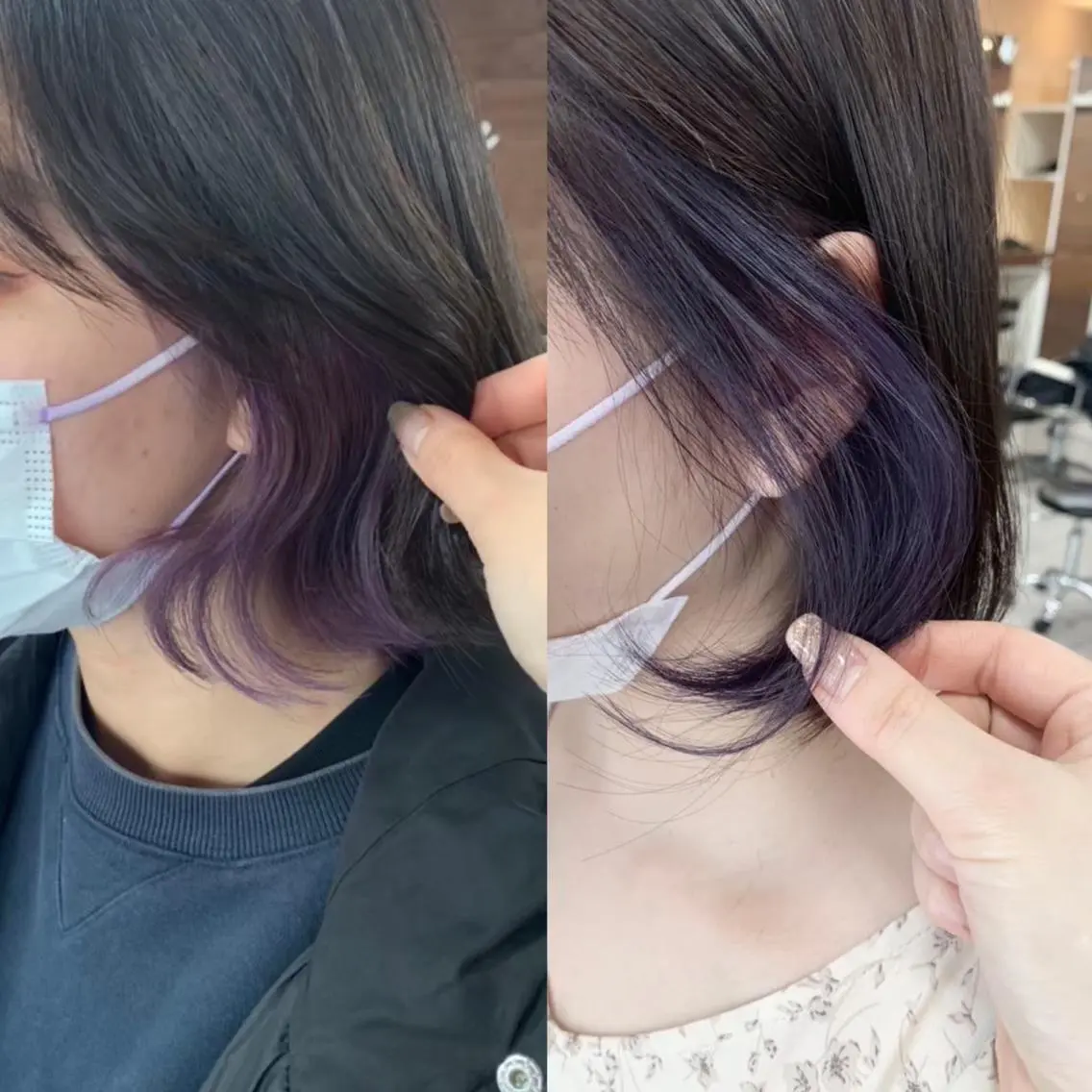 ショート アッシュ パープルカラー カット ヘアカラー レイヤー/艶髪カラー 森本くるみのヘアスタイル