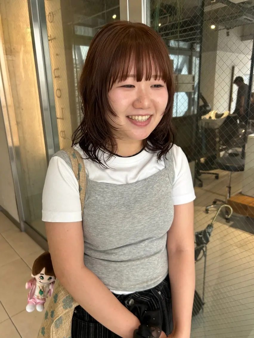 ミディアム カラー パーマ ミディアムパーマ レイヤーカット baLon.fem/ 澤田 奈々子のヘアスタイル