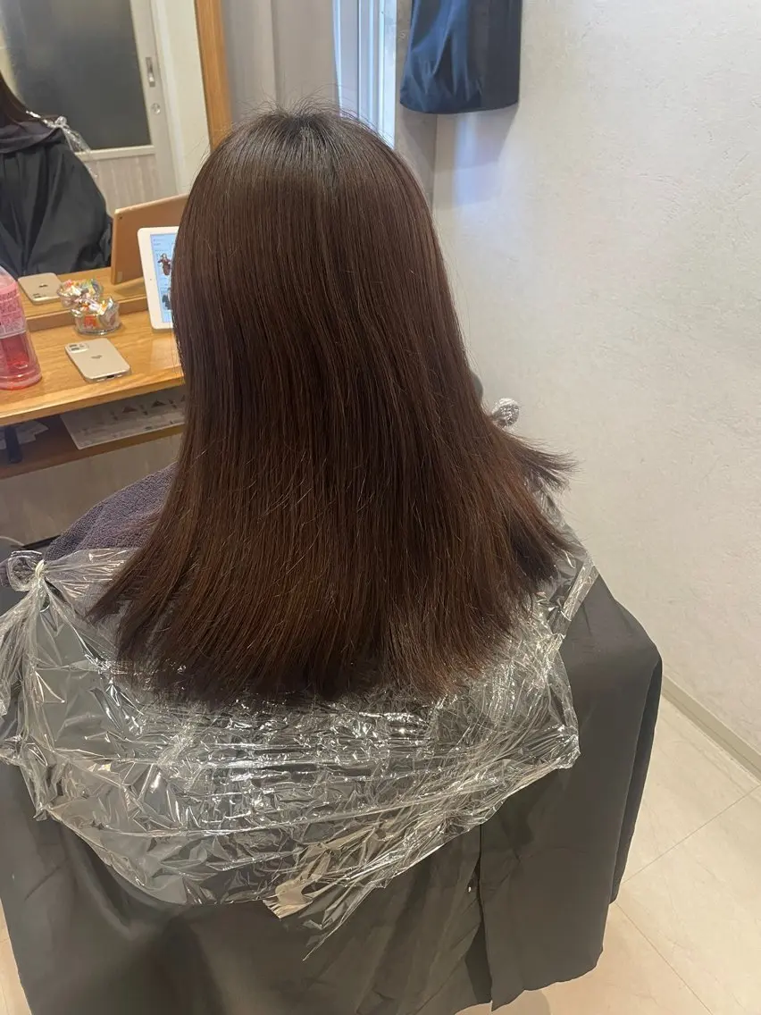 ロング ヘアカラー トリートメント 【完全個室】髪質改善 暖色カラー/山崎唯奈のヘアスタイル