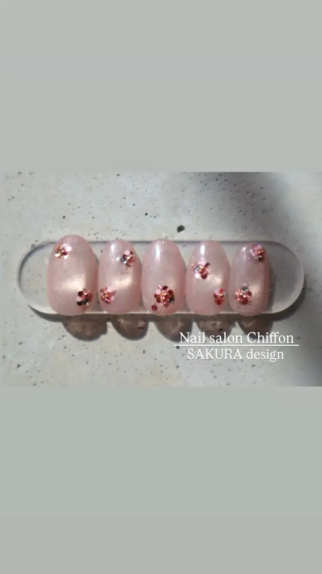 ネイル ワンカラーネイル ピンク 春ネイル ハンドネイル ハンドケア Nail salon Chiffonのネイルデザイン