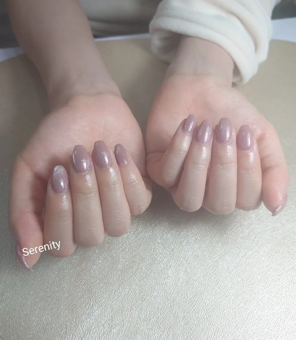 ネイル マグネットネイル マグネットワンカラー ワンカラーネイル ピンク パープル nail  serenityのネイルデザイン