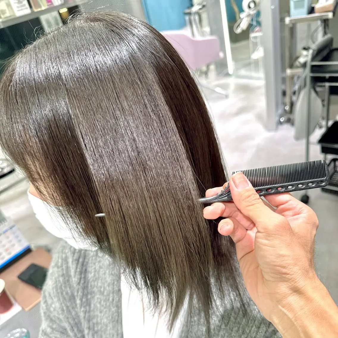 ミディアム カット 縮毛矯正 トリートメント 森 隆秀/韓国ヘアのヘアスタイル