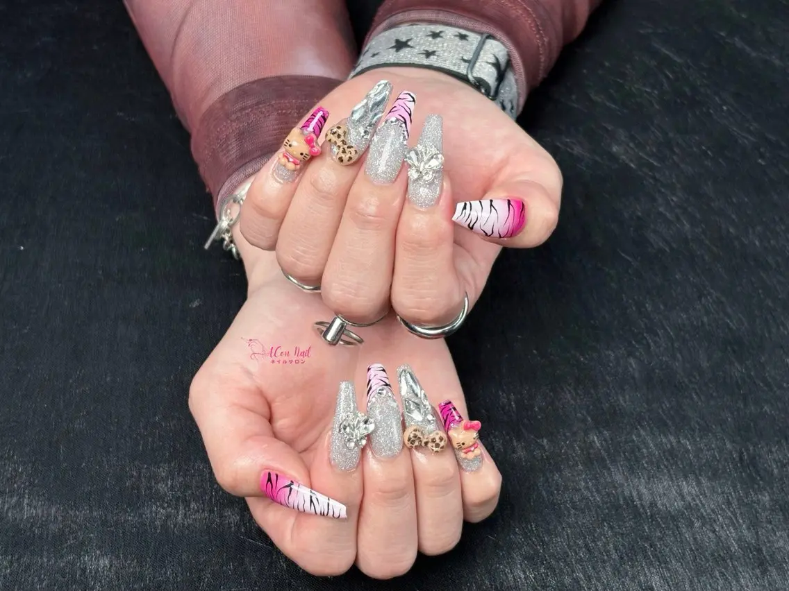 ネイル 桜ネイル 長さ出し フラワーネイル フレンチネイル ジェルネイル ハンドネイル ACon NailSalonのネイルデザイン