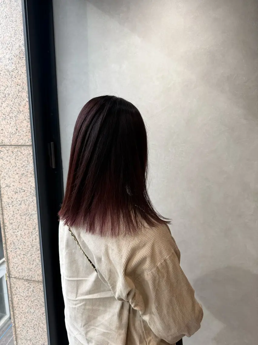 セミロング カラー レッドカラー ヘアアレンジ/ カラー/hazukiのヘアスタイル