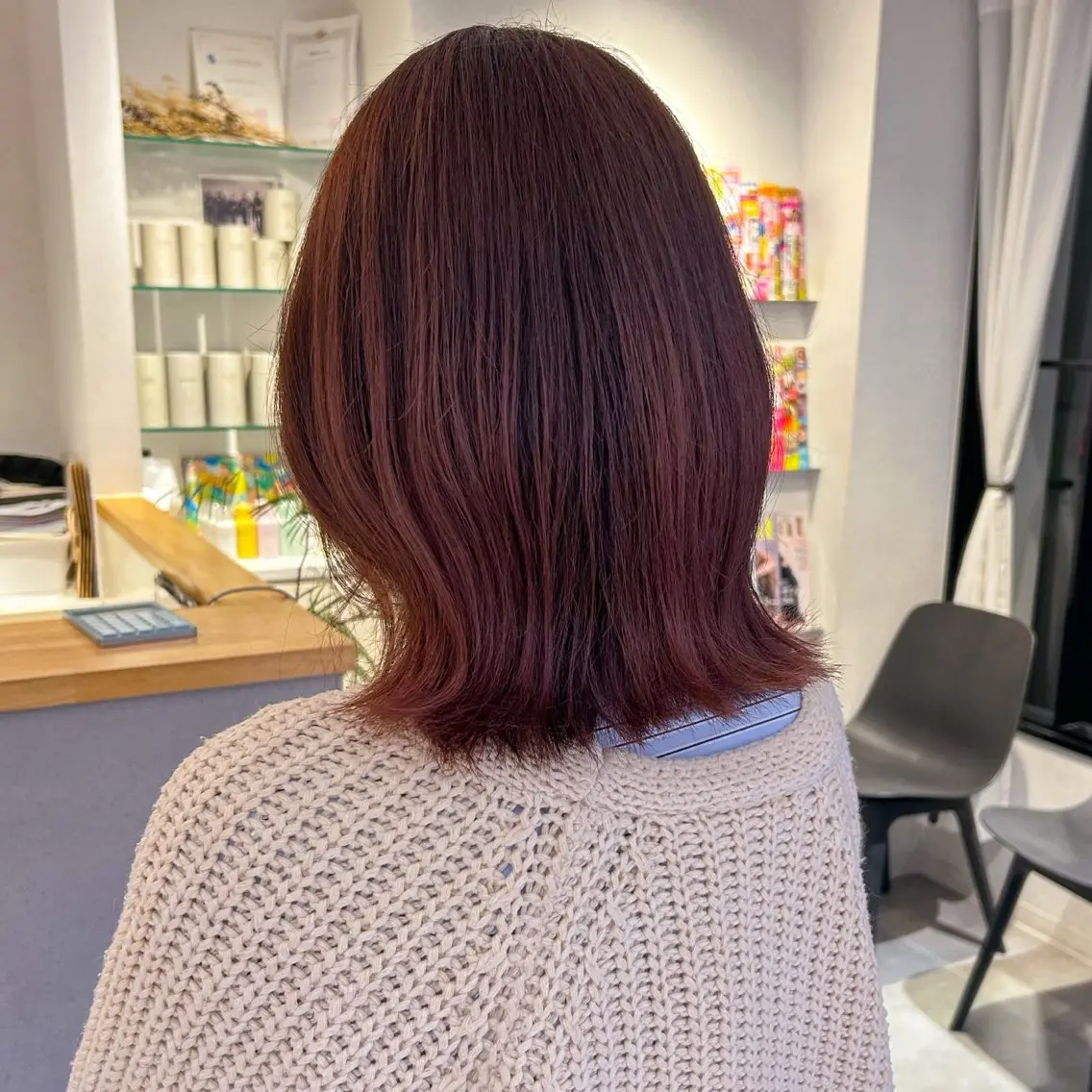 ミディアム カラー ブラウンカラー ピンクカラー ピンクブラウン 甲斐 瑞稀のヘアスタイル