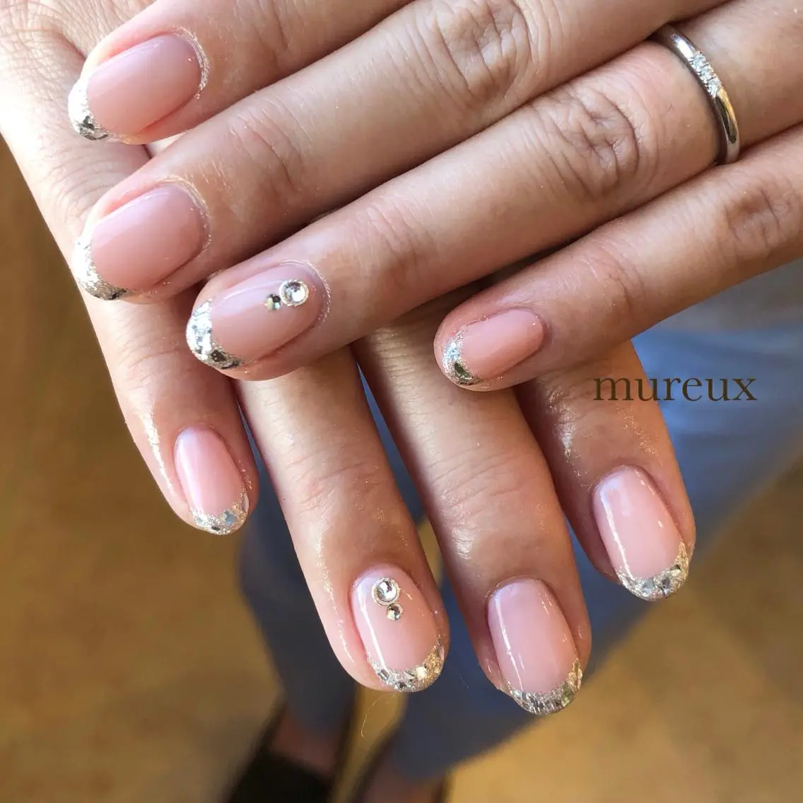 ネイル フレンチネイル ガラスフレンチ mureux ∵ayakaのネイルデザイン