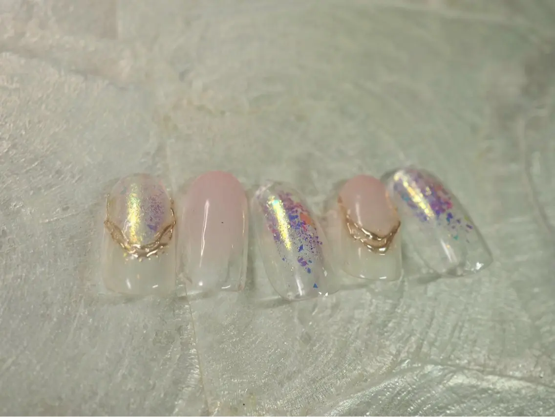 ネイル オーロラネイル 桜ネイル フラワーネイル フットネイル フレンチネイル kiki nail たまプラーザのネイルデザイン