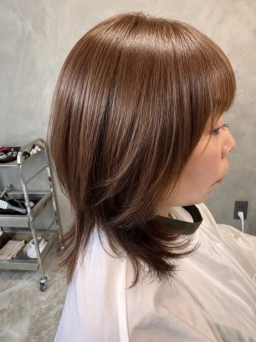 セミロング パーマ 縮毛矯正 🍀and hair 日比野のヘアスタイル