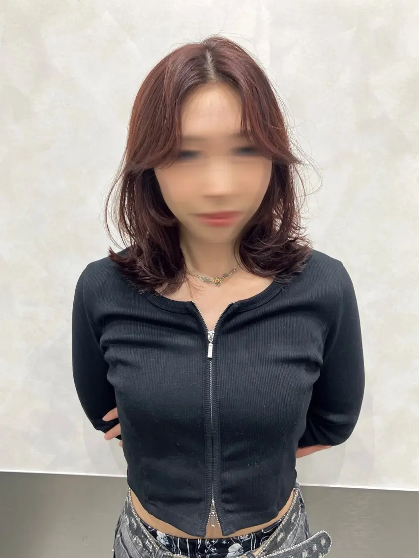 ミディアム カラー カット ヘアカラー トリートメント 💖ブリーチなし透明 感💖ASAHIのヘアスタイル