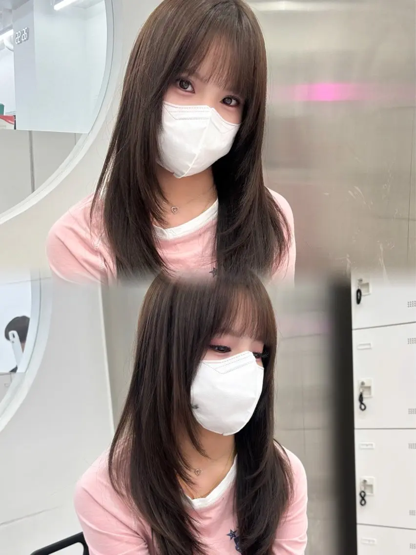 セミロング カラー 抜け感レイヤー︴ ニュアンスカラーのヘアスタイル