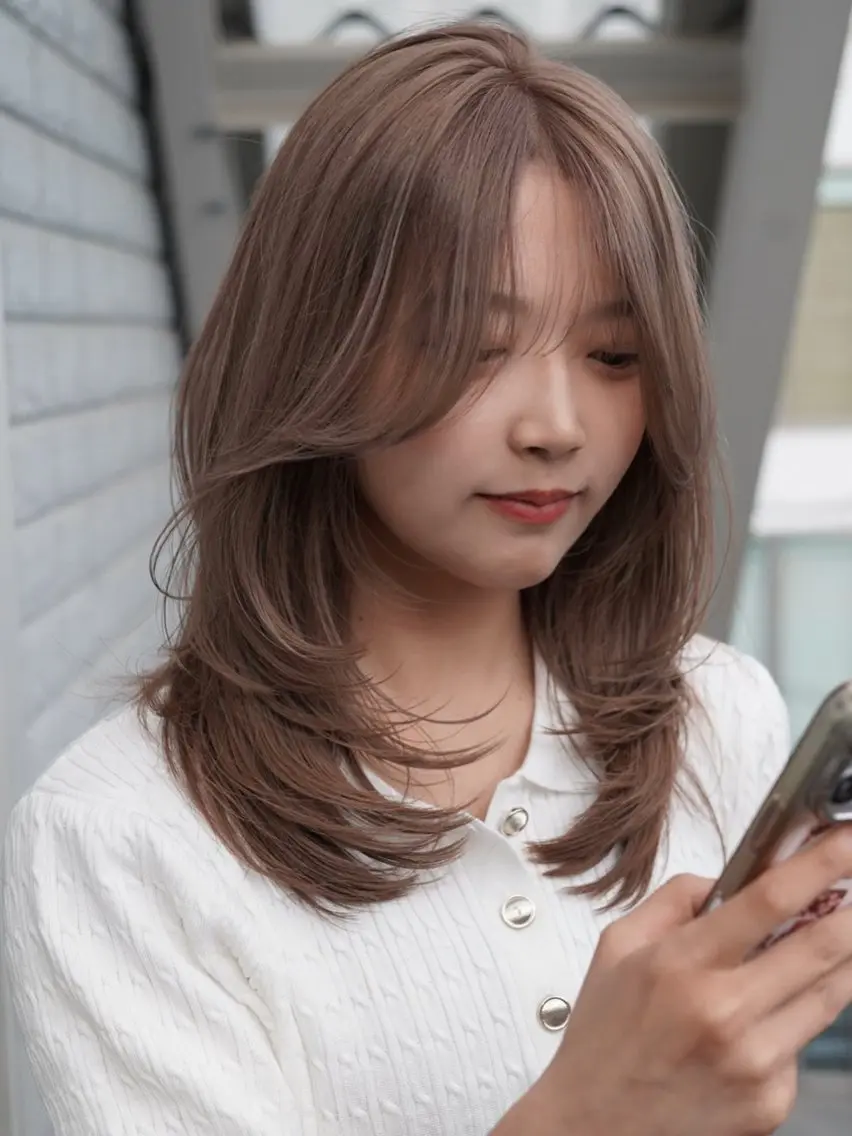 ミディアム カラー カット ヘアカラー トリートメント レイヤー/ブリーチ ♥️【木坂 桃歌】のヘアスタイル