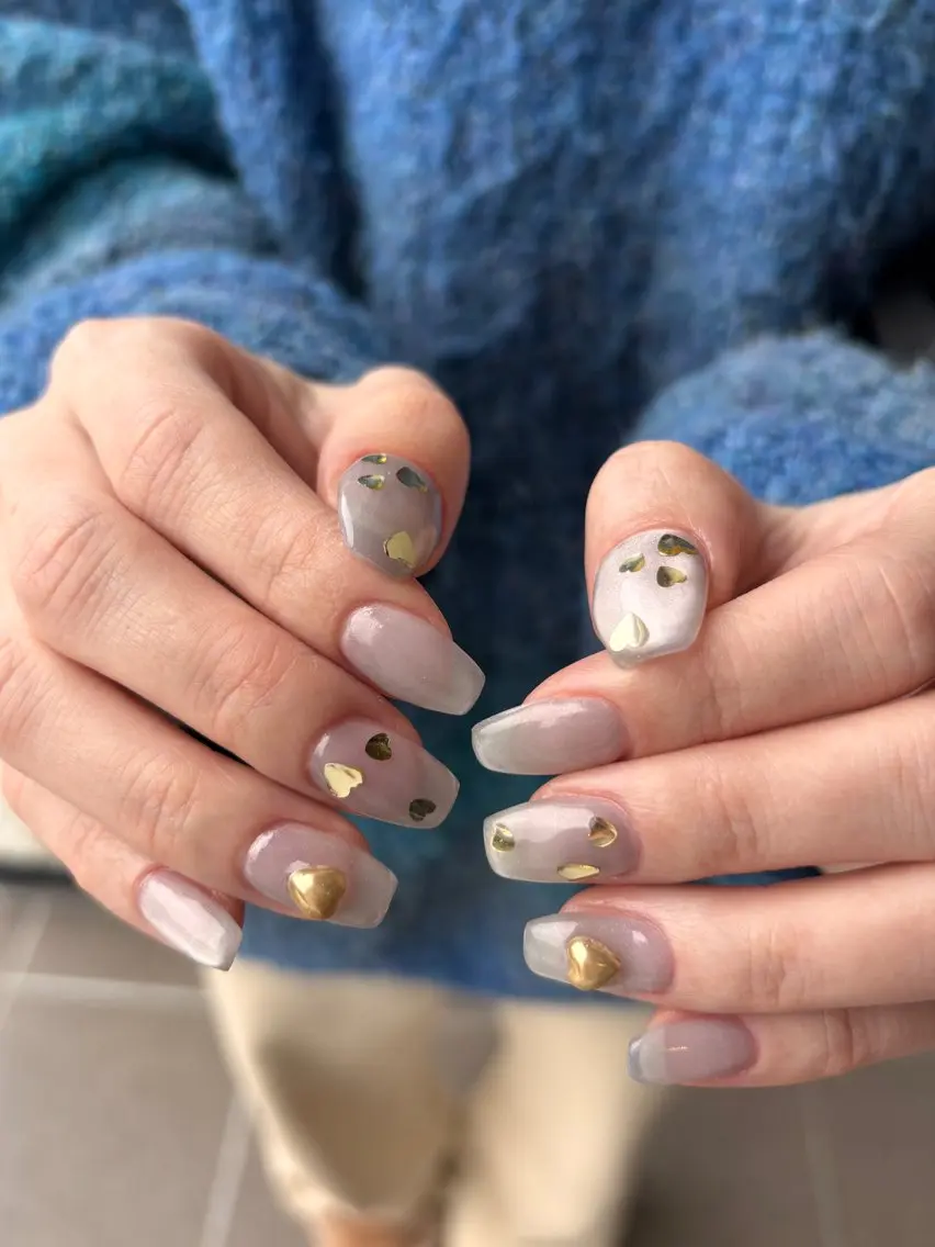ネイル ハート マグネットネイル バレンタイン ハンドネイル nail salon toki.のネイルデザイン
