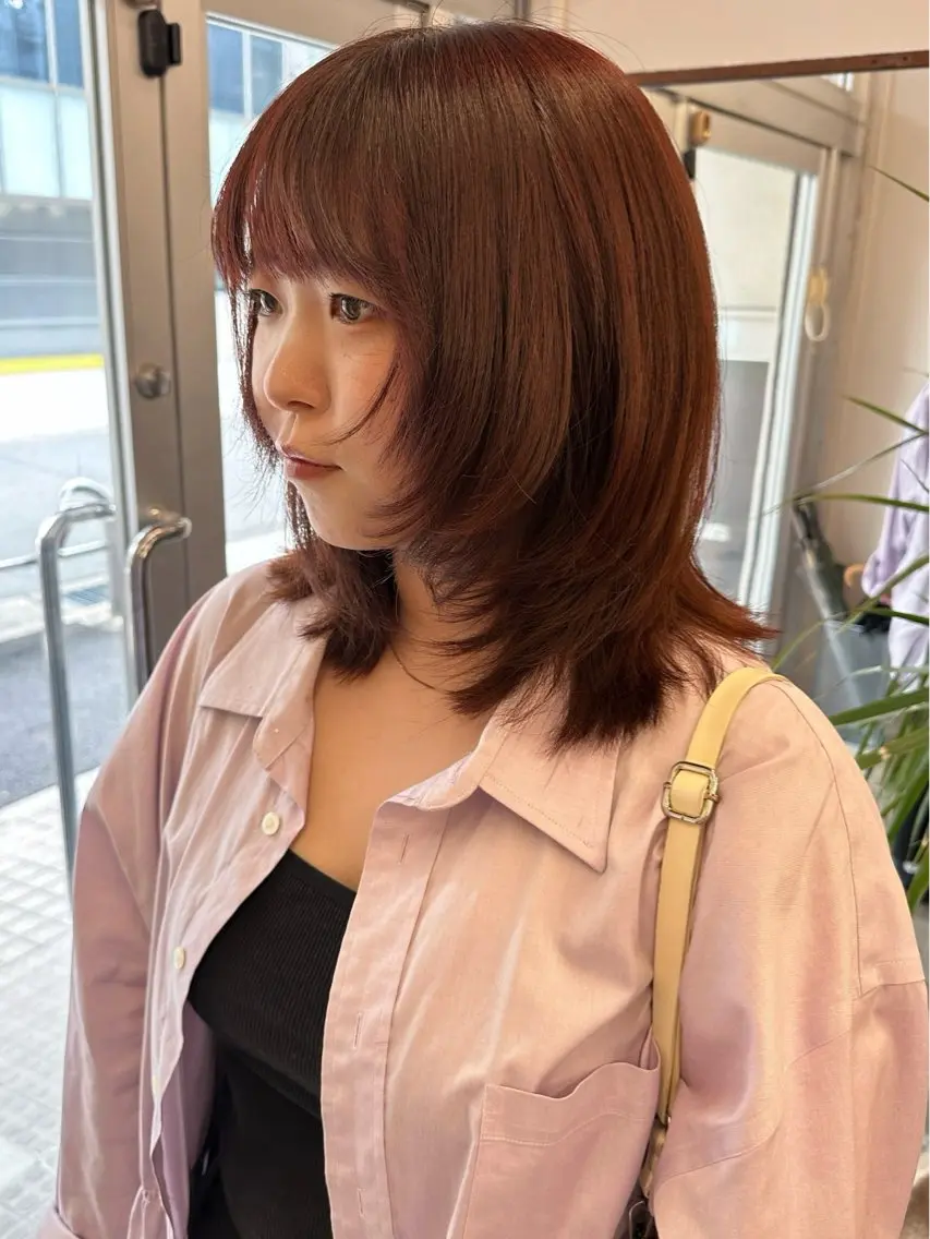 ミディアム カラー ヘアカラー トリートメント 🐏nao /レイヤーカット🐏のヘアスタイル