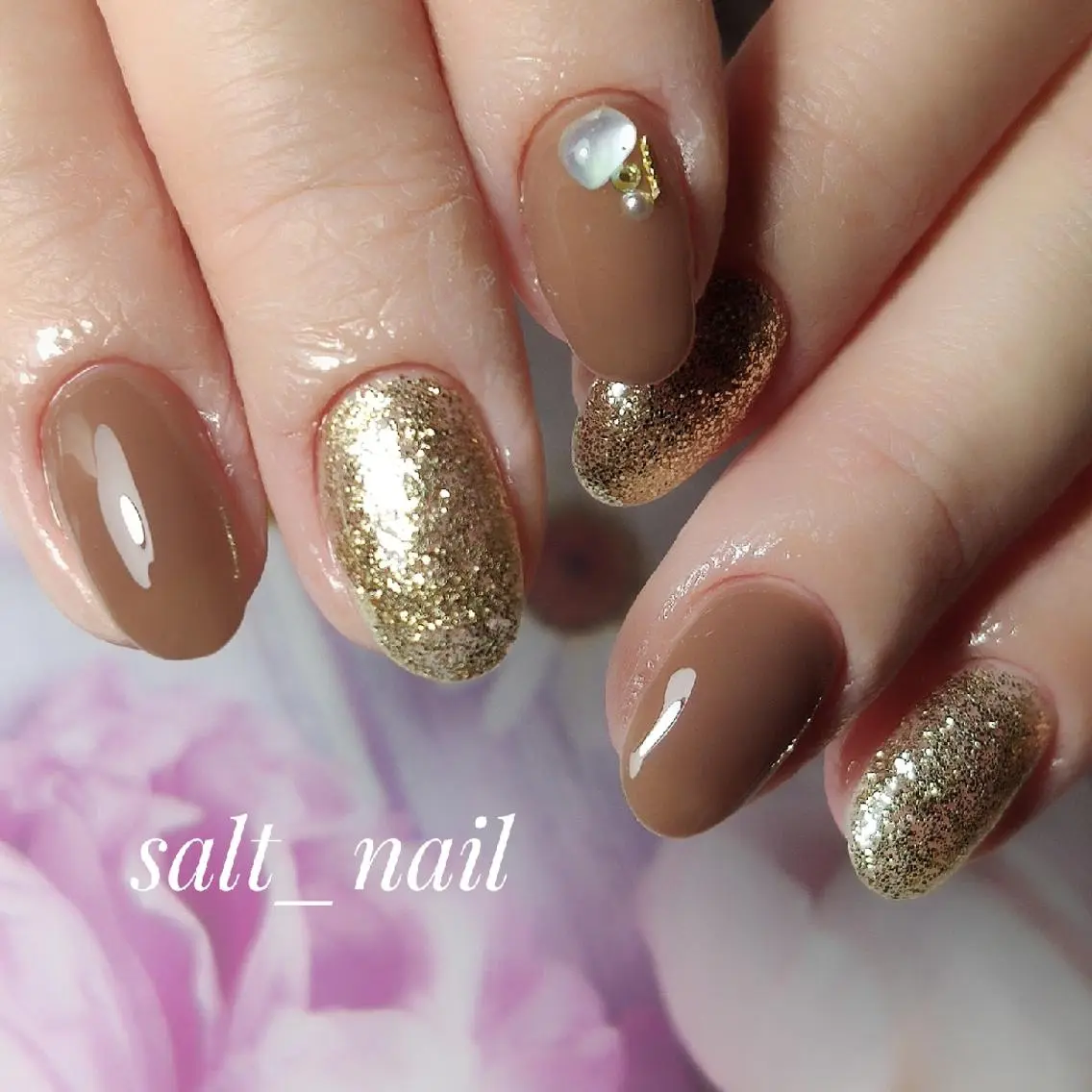 ネイル ラメ(グリッター) ハンドネイル 個人サロン saltnailのネイルデザイン