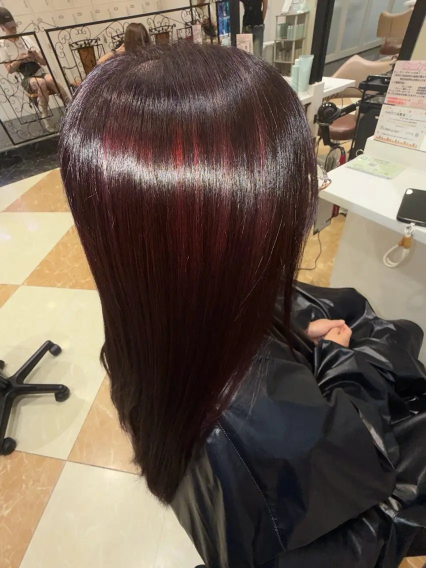 ロング 縮毛矯正 トリートメント 髪質改善カラー なーこ💖🌈のヘアスタイル