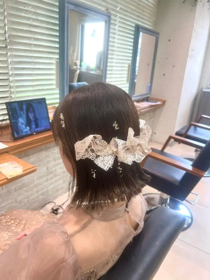 ミディアム ヘアアレンジ ボブ 暖色カラー/アレンジ /束間まつげ🌼のヘアスタイル