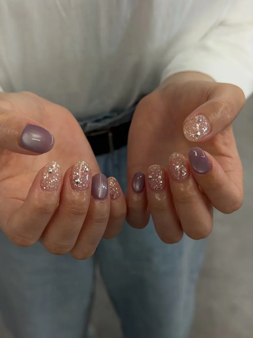 ネイル ジェルネイル マグネットネイル ニュアンスネイル パラジェル リボン ハンドネイル ハンドケア Bana_ Nailのネイルデザイン