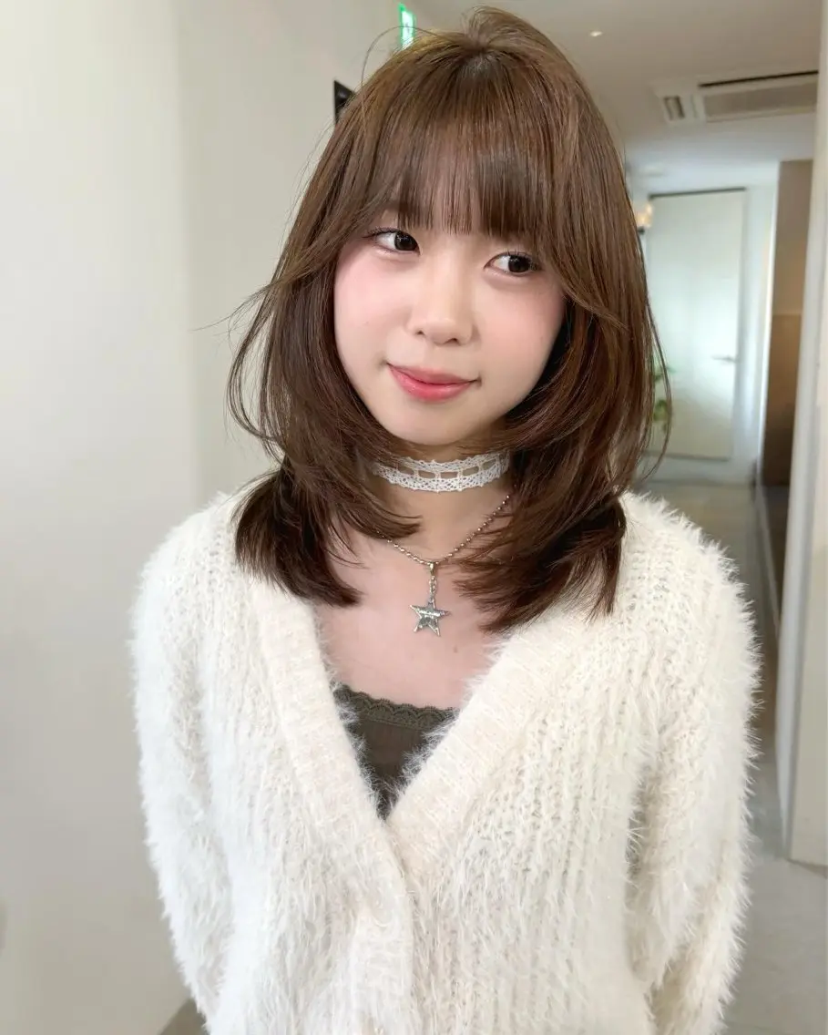 ミディアム カラー 黒髪 ブリーチ 透明感カラー ダブルカラー ブリーチなしカラー カット ヘアカラー mizuki/ピンク ベージュ.レイヤーのヘアスタイル