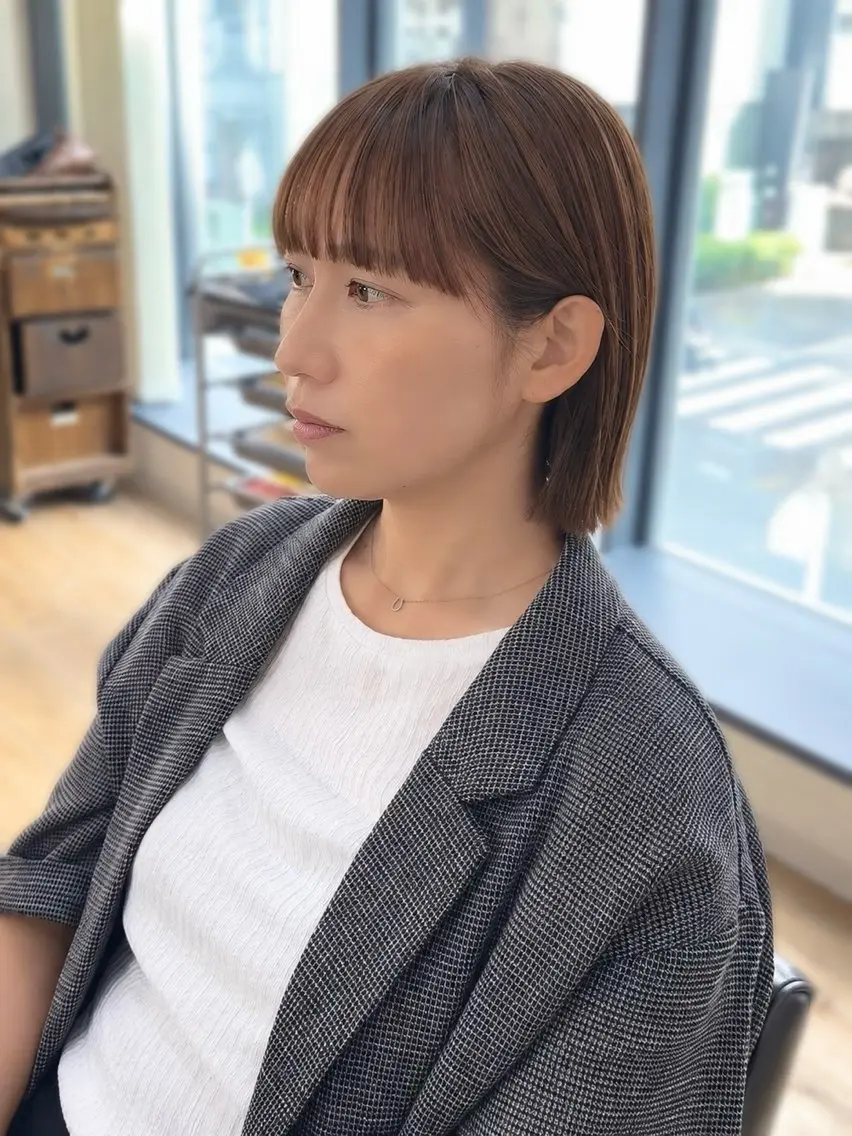 ミディアム カラー パーマ ヘアアレンジ メンズ キッズ カット ヘアカラー 顔まわりで差がつく 🌿似合わせカットのヘアスタイル