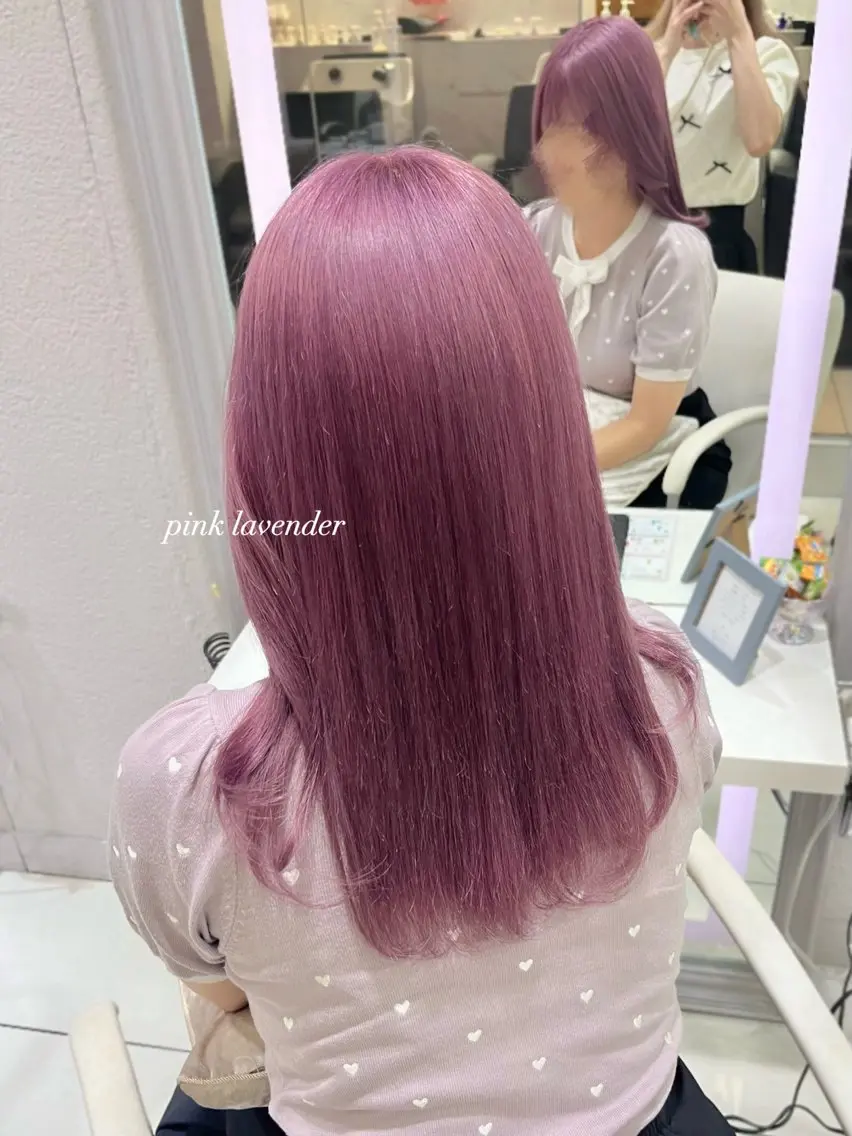 セミロング カラー ベージュカラー ブリーチ ピンクカラー ピンクベージュ 𝐧𝐚𝐨♡ ハイトーン/ピンクのヘアスタイル