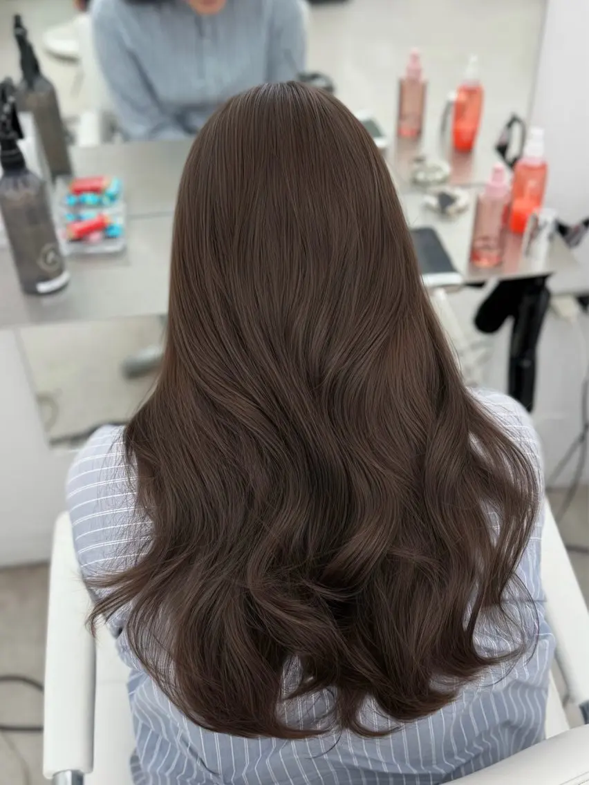 ロング カラー ブラウンカラー 透明感カラー ナチュラルブラウン カット ヘアカラー トリートメント 韓国ヘア/顔周り ヘアセット/加藤優里のヘアスタイル