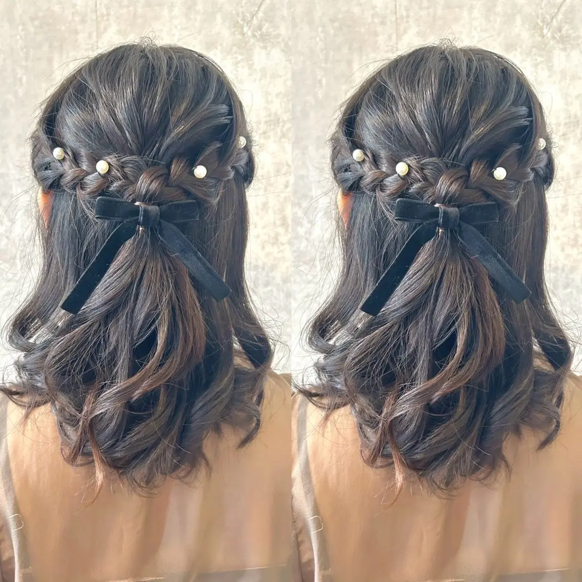 セミロング ヘアアレンジ ハーフアップ ヘアセット ヘアメ🎀ハイトーン 🩵エクステ🪄しほのヘアスタイル