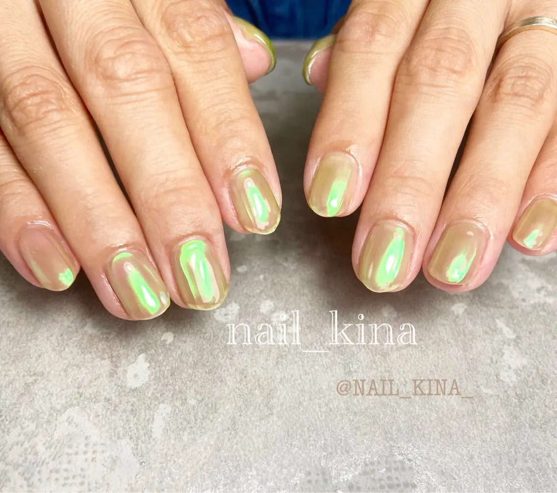 ネイル オーロラネイル ワンカラーネイル nail_ kinaのネイルデザイン