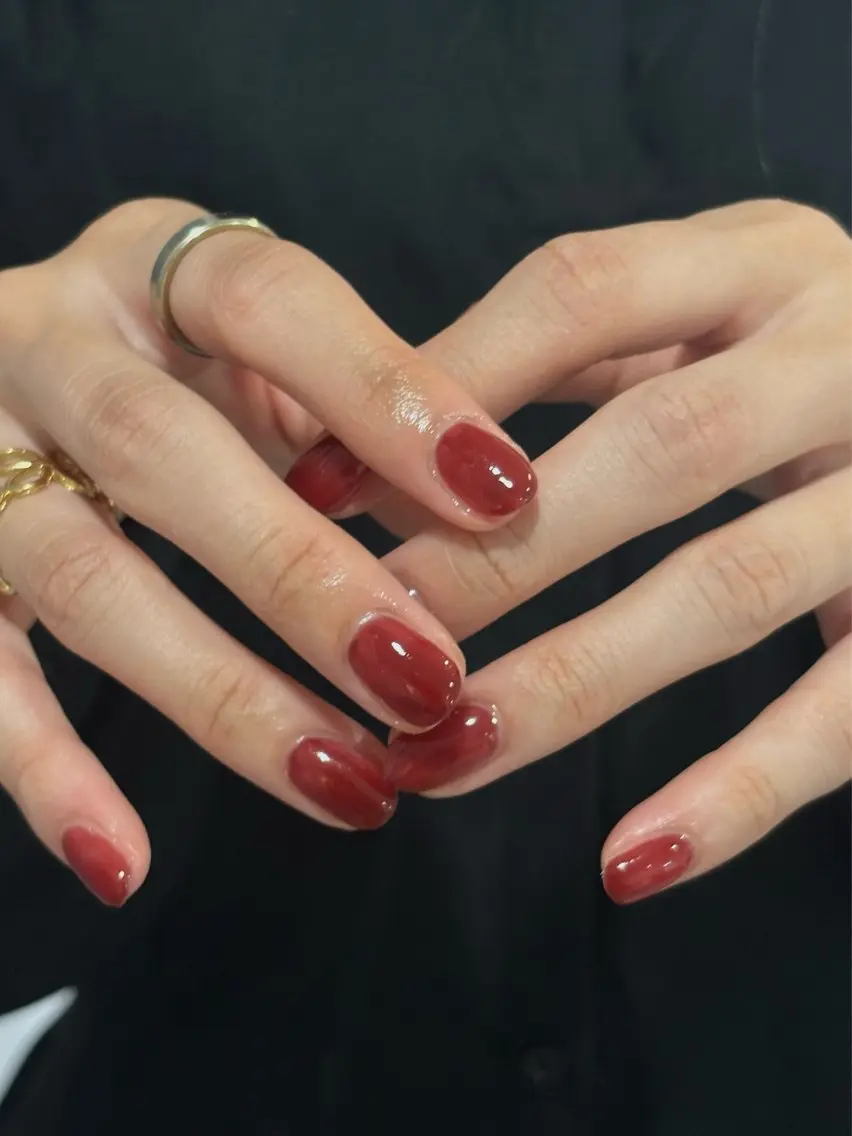ネイル ボルドー クリアネイル ハンドネイル 🪻hina🪻 filonnailのネイルデザイン